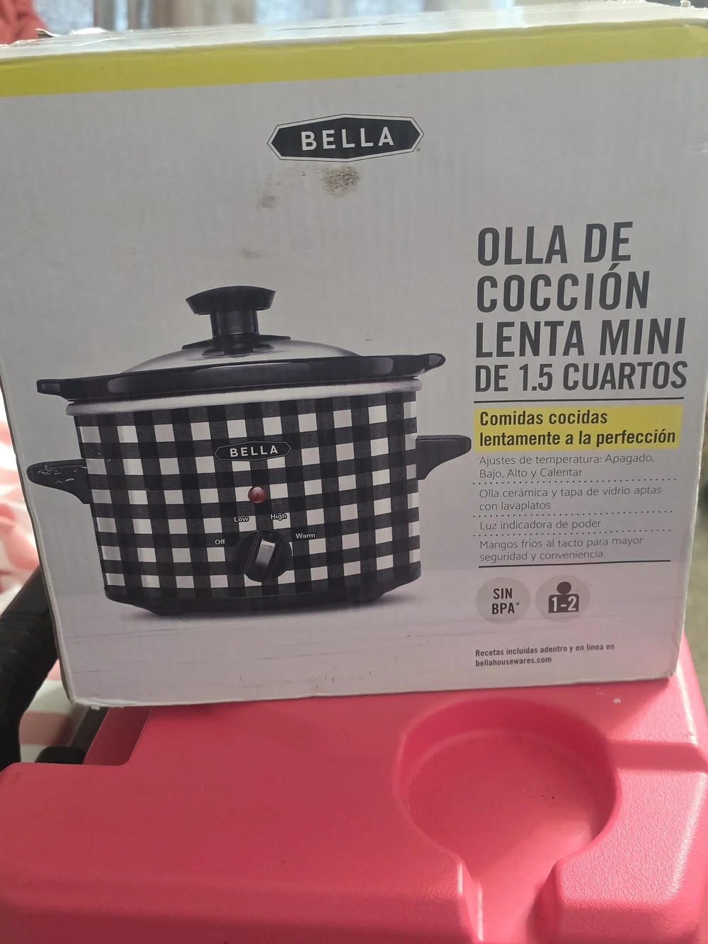 Abella Black and White Buffalo-Check Slow Cooker